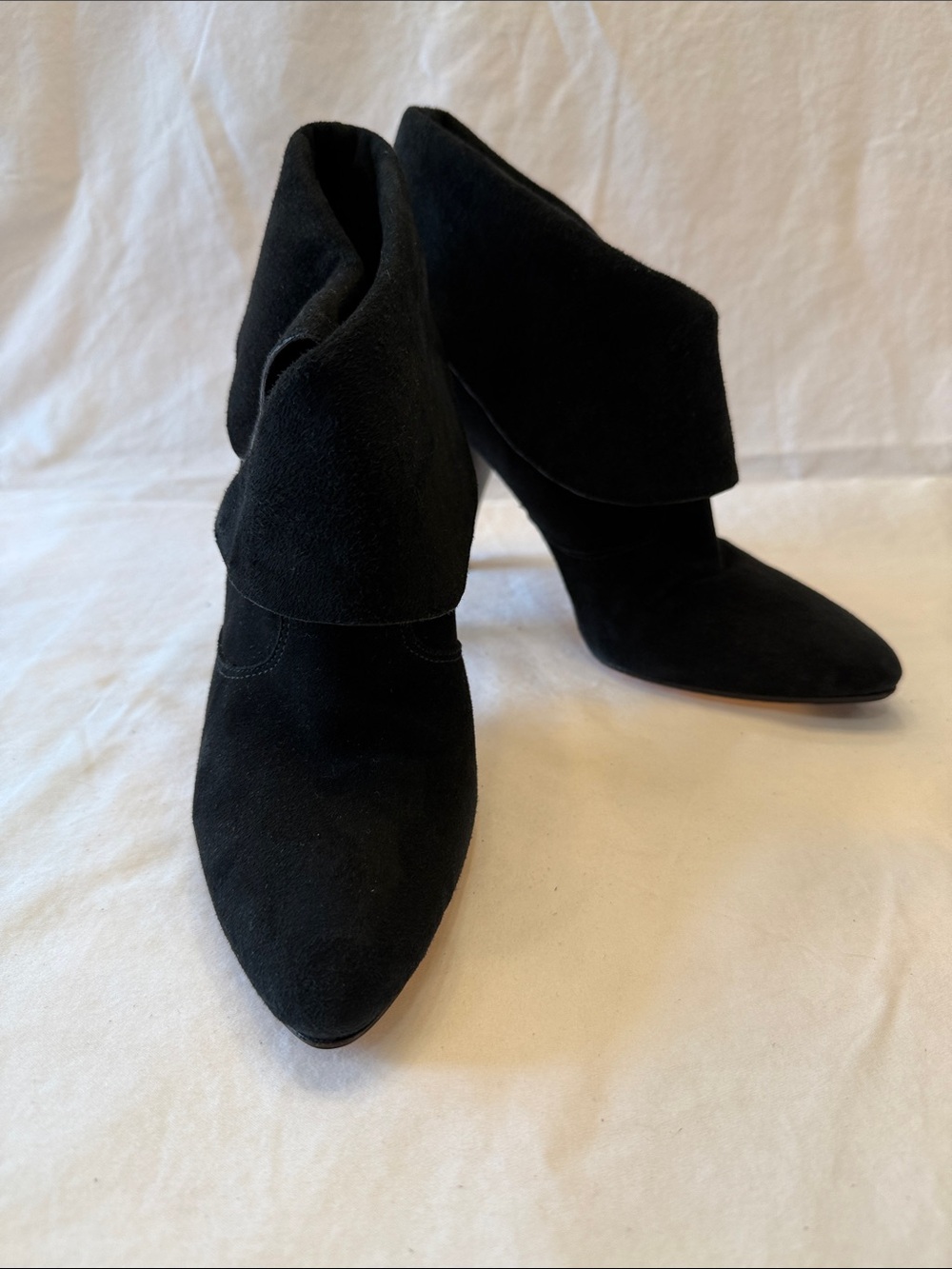 Via Spiga Classic Black Suede Pointed Toe Women's Ankle Boots